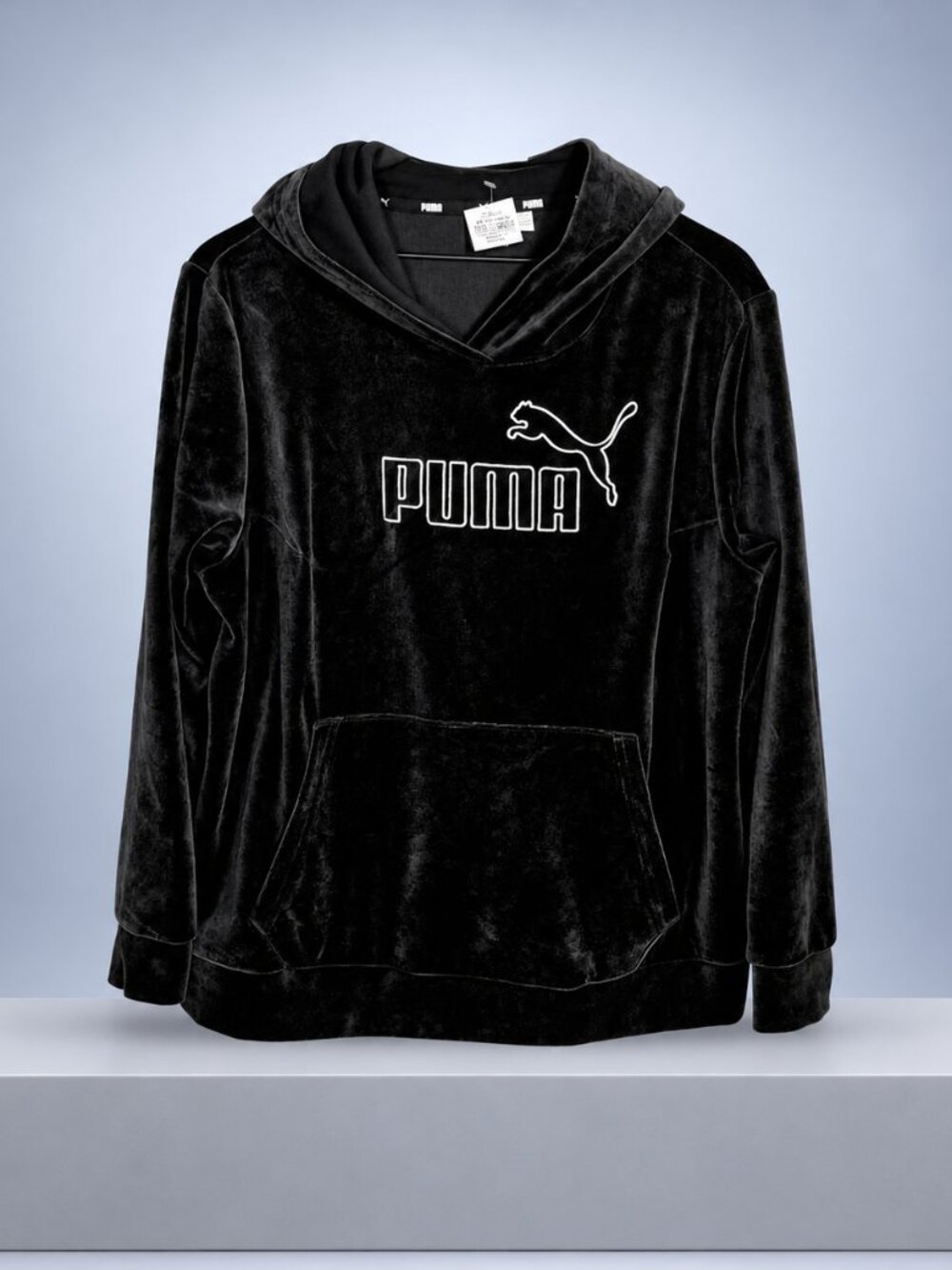 Puma Velour Hoodie Sweatshirt Women’s 1X Black NWT